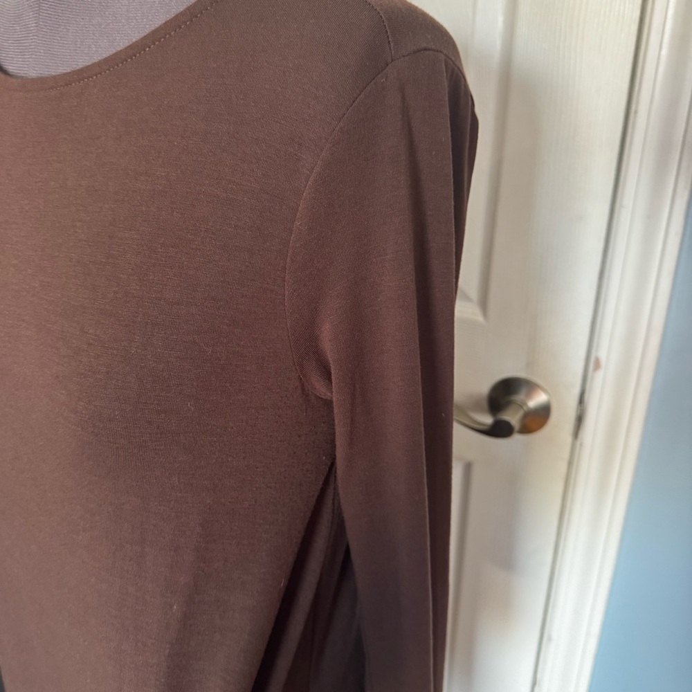 💚 Zenana long sleeve brown dress. Size: Large